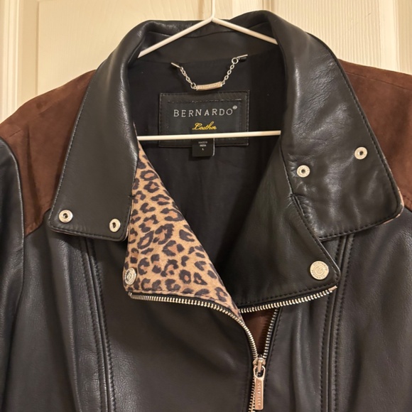 Leather Jacket Leopard and Brown Detail - Picture 2 of 3
